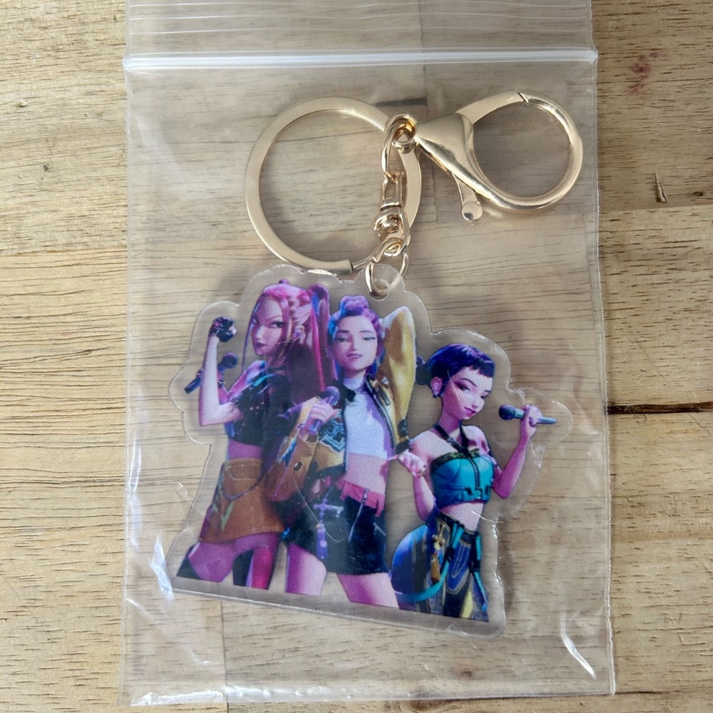 K-Pop Style Acrylic Keychain with Gold Hardware